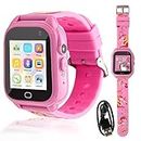 Kids Smart Watch Gift for Girls Age 4-8, with 26 Puzzle Games HD Touch Screen Camera Music Player Pedometer Alarm Clock Calculator 12/24hr, Birthday Christmas Toy Gifts for Girls Ages 7-10 (Pink)