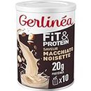 Gerlinéa Fit&Protein - Milk-shake Protéiné saveur Macchiato Noisette - Protéines Après le Sport - Whey Musculation Femme - Sans Sucres Ajoutés - 115Kcal / portion - 340 g (10 boissons)