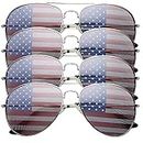 4 PACK Mens Bulk USA American Flag Aviator Sunglasses