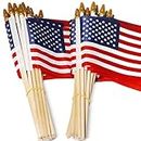 Anley USA Stick Flag, American US 4x6 inch (10 X 15cm) Mini Bandiera Portatile con Asta in Legno da 9" - Colori Vivaci - United States 4 x 6 inch Hand Held Stick Flags with Spear Top (50 Pcak)