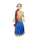 Maalona | Meenakshi| Indian Doll in Festival Look | Celebrating Pongal | Hand Stitch Clothes | Fully Foldable Long Hair | 11.3 inch, Blue & Gold