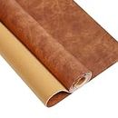 Soft Faux Leather Upholstery Fabric 1.2mm Thick Upholstery Leather Distressed Bark Fabric(Light Brown,72"x54")