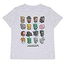 Popgear Minecraft Mini Mobs-Camiseta para niños, Color Gris Jaspeado Moda, 8-9 Años
