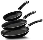 KICHLY Nonstick Frying Pan Set - 3 Piece Induction Bottom Chef's Pan - 8 Inches, 9.5 Inches and 11 Inches Pots and Pan Set (Black)