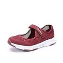 Damen Outdoor Fitnessschuhe Atmungsaktive Mesh Schuhe Sport Slipper mit Klettverschluss, Rot, 39 EU