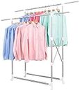 ALEjon Sturdy Stainless Steel Folding Clothes Drying Rack with Double Hanging Rail for Efficient Indoor Drying