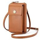 Peacocktion Small Crossbody Cell Phone Purse Wallet for Women, Shoulder Bag with Credit Card Slots, 01 Brown, Small