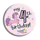Birthday Unicorn Badge 4th Birthday 4 Today For Girls In Pink