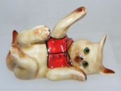 Klim Miniature Porcelain Animal Figure Siamese Cat with Jacket Lying L957