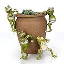 Warooma 4 piezas de dibujos animados escaladores ranas macetero maceta animal colgador decoraciones rana estatuilla para escritorio de oficina y decoración de macetas de jardín hogar