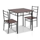 Artiss Dining Table and Chair Set of 3 Brown Tables Chairs Setting Desk Nursing Seats Reading Seating Home Living Room Bedroom Kitchen Cafe Furniture, Particle Board Tabletop + 2pcs 43cm Height Seat