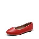 Dream Pairs Women's Sole-Simple Ballerina Walking Flats Shoes, Red-pu-1, 9.5