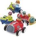 Toyshine Pack of 4 Toy Cars Push and Go Play Set Friction Powered Car Pull Back Vehicles Transport Tools Gifts for Babies Toddlers Kids Boys Girls Age 3+ Years Old (Including Car Airplane Boat Train)
