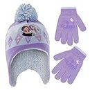 Disney Girls Toddler Winter Hat and Mittens Set Ages 2-4 Or Frozen 2 Elsa & Anna Hat and Kids Gloves Set for Ages 4-7, Purple/Blue - Gloves, Age 4-7