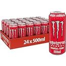 Monster Energy Ultra Red Bebida Energética Sin Azúcar Sabor Mix de Frutos Rojos Lata 500ml - Pack de 24