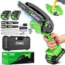 tietoc Mini Chainsaw 6 Inch Cordless [Gardener Friendly] Super Handheld Rechargeable Chain Saw With 2 Batteries, Small Electric Chainsaws Battery Powered For Wood/Trees Cutting