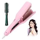 Yagerod Rommantic French Egg Roll Curling Iron, Egg-Roll Hairstyle Water Ripple V-Shaped, Egg Roll Hair Waving Iron, Hair Curler Crimper Styling Tools & Appliances with Multifunctions (Pink)
