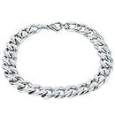Fashion Frill Stylish Silver Plated Stainless Steel Chain Style Silver Bracelet For Men Boys Mens Bracelets 8.5 Inches