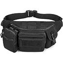 Carry Trip Men's Tactical Waist Bag Adjustable Chest Pouch Military Fanny Pack for Camping (Black)