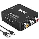 RCA to HDMI Converter, RCA to HDMI Adapter, 1080P Mini RCA Composite CVBS AV to HDMI Video Audio Converter Adapter Support PAL/NTSC for N64 Wii PS2 PS3 Xbox VHS