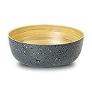 Jungle Culture® Large Bamboo Salad Bowl • Black Fruit Bowl with Terrazzo Pattern • Wooden Mixing Bowls • Centrepiece Decorative Bowls for Home Decor • Bamboo Bowls for Pasta, Popcorn, Candy & Chips