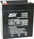 DSK 10358-12V 4Ah Sealed Rechargeable AGM Lead Battery. Ideal for Electric Toys for Children Such as Motorcycles and Scooters, Alarm Systems, Signaling and Emergency Lights