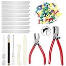 Glarks 57Pcs 6 Inch Layout Block System with Glass Running Breaking Pliers and Glass Cutter, Plastic Burnisher, Push Pins, Oil Dripper, Screwdriver Assortment Kit for Stained Glass Supplies