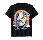 Corgi Riding Dinosaur T rex Gifts Boys Kids Rainbow Funny Camiseta