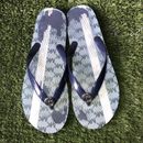 Michael Kors Womens Jet Set Flip Flops Sandals Shoes Navy Blue Logo Flats SZ 10