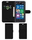 ACM Leather Window Flip Wallet Front & Back Case Compatible with Nokia Lumia 1020 Mobile Cover Black
