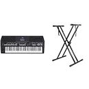 Yamaha PSR-SX600 Digital Keyboard - a Powerful Digital Workstation Keyboard & RockJam XX-363 Xfinity Doublebraced Pre Assembled Keyboard Stand with Locking Straps, Black, 3.1 in*39.0 in*18.1 in