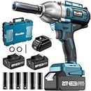 Seesii Cordless Impact Wrench, 580Ft-lbs(800N.m) High Torque Impact Wrench, 1/2 inch Impact Gun Brushless w/ 2X 4.0Ah Battery, Charger & 6 Sockets, Electric Impact Wrench for Car Tire Home