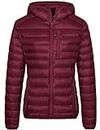Wantdo Women's Causal Packable Ultra Light Weight Down Coat(Wine Red, L)