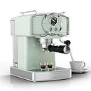SUMSATY Espresso Coffee Machine 20 Bar, Retro Espresso Maker with Milk Frother Steamer Wand for Cappuccino, Latte, Macchiato, 1.8L Removable Water Tank, ETL Listed, Coffee Spoon, Mint Green