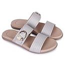 ZAPATOZ Women's/Girls Stylish Latest Casual Flats/Sandals (Grey, numeric_3)