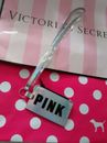 Gorgeous Victoria's Secret PINK Silver Black LOGO Zip ID Case with Lanyard 