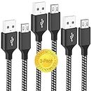 PS4 Controller Charger Cable 3-Pack 6FT for Xbox One Controller,Dualshock 4,PS4 Charging Cord,Nylon Braided Micro USB Data Sync Cable for Xbox One S/X,Playstation 4,PS4 Slim/Pro,Charge and Play Wire