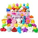 JOYIN Mochi Squishy Toys Set, Random 25 Pack Mini Mochi Party Favors for Kids, Kawaii Squishy Toy Stress Relief Toys, Goodie Bags Fillers with Storage Box, Classroom Prizes