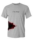 I'm Fine Movie Halloween Zombie Shark Bite Graphic Novelty Very Funny T Shirt, Sport, Large