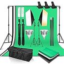 Abeststudio Studio Lighting Kit Bi-Color Dimmable 2X 85W Softbox Continuous Lighting Background Support System Black White Green Screen Backdrop for Portrait Product Photography Video Shooting