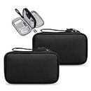 Electronics Travel Organizer 2 Pcs Tech Pouch with Double Layer Design Cable Organizer Bag Travel Essentials Waterproof Portable Storage Bag for Cable, Cord, Charger, Phone, Earphone,Black