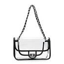 WOG2008 Clear Bag Stadium Approved PVC Clear Purses for Women Transparent Shoulder Bag for Concert Sports, Silver Chain