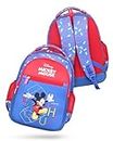 Play Nation Premium Disney Mickey Mouse School Backpack for Kids|Printed School Bags for Boys/Girls|Tuition Bags for Kids|Waterproof Multi-Pocket Shoulder Backpacks|Birthday Gift| 16 Inches-Red & Blue