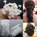 40 PIEZAS Alfileres para el cabello de boda cristal perla flor horquillas de novia accesorios para el cabello-wy