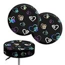 Eheartsgir Dog Paw Heart 2 Pcs Round Barstools Cover, Stretchable Fabric Stool Cushion Slipcovers with Elastic Bands, Home Kitchen Club Bistro 12-14 Inch Round Chair Decor