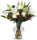 BENCHMARK BOUQUETS - White Elegance (Glass Vase Included), Next-Day Delivery, Gift Fresh Flowers for Birthday, Anniversary, Get Well, Sympathy, Graduation, Congratulations, Thank You