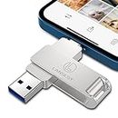 Photo Stick for iPhone 256GB,LANSLSY iPhone USB Flash Drive USB 3.0 External Storage,3 in 1 iPhone Flash Drive Memory Stick for iPhone/iPad/Android/PC/Mac(Silver)