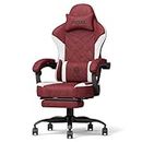 PZDO Gamer Chair Gaming Chair, Chaise de Gaming with Footrest & Thick Cushion Lumbar Support, High Back Reclining Gaming Chair for Teens Adults Kids(Red)