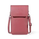 MOMISY Women Cellphone Sling Bag Card Holder Wallet Purse Clutch Handbag Crossbody Shoulder Bag for Girls (Dark Pink)