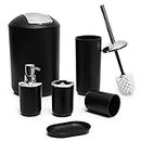 Moss & Stone 6 pcs Bathroom Accessories Set Includes Soap Dispenser, Toothbrush Holder, Toothbrush Cup, Soap Dish, A Complete Decor Black Set